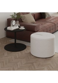 Resim Vexana Puflu Yan Sehpa Saklanabilir Puflu Servis Sehpası Ahşap Siyah 