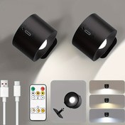 Resim 1/2 adet Şarj Edilebilir Pil ile LED Duvar Lambaları, 3 Ayarlanabilir Parlaklık Seviyesi, 3 Renk Sıcaklığı, Dokunmatik Kontrol, USB Şarj, 360° Dönebilen Manyetik Top, Su Geçirmez, Okuma, Çalışma, Yatak Yanı, Koridorlar için Uygun 
