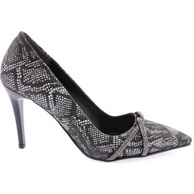 Resim Dgn Akt-01-23y Kadin Silver Taşli Burgu Bantli Abiye Ayakkabi AKT-01-1563-R11294 Siyah 