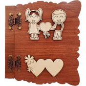 Resim Romantik Sevgili Temalı Ahşap Defter 