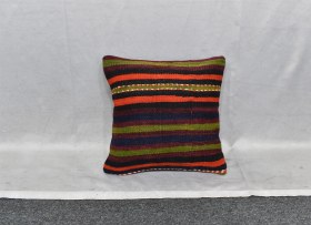 Resim Zehra Abla Halı Yeni El Dokuma Dekoratif Kilim Kırlent Yastık Kılıfı 6543 Çok Renkli 