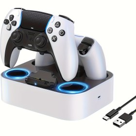 Resim PS5 Dual-Sense Edge Kolu için YENİDERİ Şarj İstasyonu, Hızlı Şarj Cihazı, LED Göstergelerle Playstation 5 Dual-Sense Edge Kolu Tutucu / Çift Şarj Cihazı 
