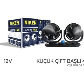 Resim Araç Içi Vantilatör Küçük Çift Başlı 12V 4 Inç Üniversal Niken 