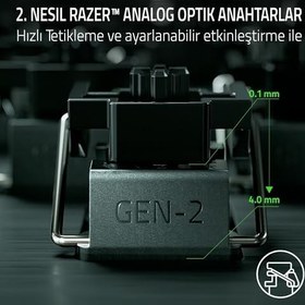 Resim Razer Huntsman V3 Pro - Analog Optik E-Spor Klavye - Razer Snap Tap & Hızlı Ateş Tetikleyici (Çok Fonksiyonlu Dijital Düğme, Dokulu Doubleshot PBT Tuş Başlıkları) ABD Düzeni | Siyah 