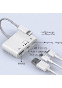 Resim Apple Uyumlu iPhone -Otg Hub -Usb Type C To Kulaklık ve Usb Kamera Okuyucu Otg 