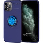Resim Apple Iphone 11 Pro Max Kılıf Kickstand Ring Holder Lacivert Microsonic