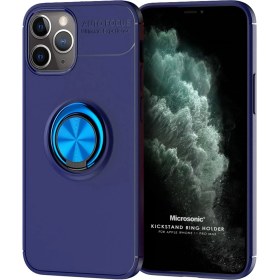 Resim Apple Iphone 11 Pro Max Kılıf Kickstand Ring Holder Lacivert 
