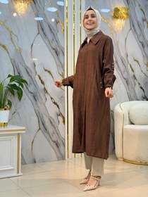 Resim LARCH ÇİLEK CEPLER DÜĞME DETAYLI KAP (GİY ÇIK) 1099 - Kahverengi / 2- (46-48) 