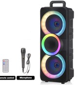 Resim NDR-F98 Mikrofonlu Kumandalı Rgb Ledli Taşınabilir Bluetooth Hoparlör Usb-Tf-Fm Radyo Siyah Torima