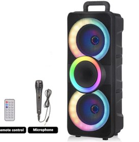 Resim NDR-F98 Mikrofonlu Kumandalı Rgb Ledli Taşınabilir Bluetooth Hoparlör Usb-Tf-Fm Radyo Siyah Torima