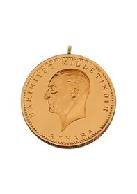 Resim 22 Ayar Altın Kaplama Kulplu Ata Lira Mor 