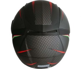 Resim Jekai Jk-21 902 Model Güneş Vizörlü Çenededen Açılır Kask - Gri/kırmızı Karbon Desenli - M 