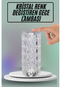 Resim Cn Masa Ve Gece Lambası Şık Ve Dayanıklı Sensörlü Şarjlı Kristal Lamba Çok Renkli 