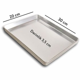 Resim 5 Adet - Tek Kullanımlık Alüminyum Tepsi - 20x30x3,5 Cm 105 Gr Gri 