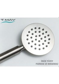 Resim T-May Sardes Yuvarlak El Duş Seti Başlığı Tasarruflu Paslanmaz Ma Krom 