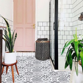 Resim Tink Geometri Desenli Gri Zemin PVC Karo 30 x 30 cm 