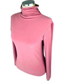 Resim sny Dik Yaka Rahat Kalıp Pembe Kadın Bluz 
