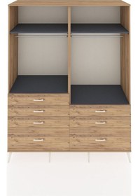 Resim Kronos Gardrop 4 Raflı 7 Çekmeceli 2 Askılı 176x59x221 Çam-antrasit/çam Antrasit/çam 