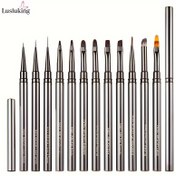 Resim 12 adet Profesyonel Tırnak Liner Fırça Alüminyum Tüp ile - 3D Tipler için Hassas Manikür ve Pedikür, Jel Cilası, Tırnak Sanatı Tasarımları - Salon ve Ev Kullanımı - Dayanıklı Tırnak Çizim Araçları Çizgiler, Şeritler, Desenler için - Başlangıç ve Uzmanlar için İdeal, Tırnak Aksesuarları, Pedikür Ekipmanları, Şık Metalik Bitiş, Naylon Kıllar, Manikür Temelleri, Pürüzsüz Uygulama, Güzellik Tutkunları, Tırnak Ürünleri ve Ekipmanları, Tırnak Fırçaları, Tırnak Noktaları 