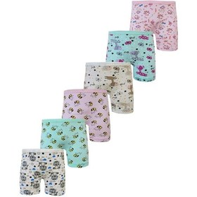 Resim 6lı Kız Çocuk Boxer Pamuklu Likralı Baskılı Renkli Boxer Karışık 
