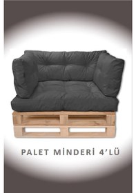 Resim Dış Ve Iç Mekan Palet Bahçe Balkon Havuz Başı Yer Minderi Koltuk Minderi Takımı Gri Model 