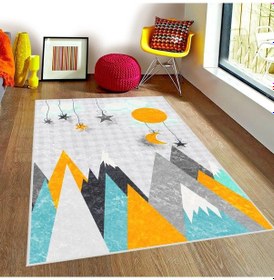 Resim İskandinav Dağ Çocuk Odası Halısı Çok Renkli 