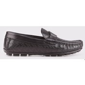 Resim Hakiki Deri Siyah Erkek Loafer - Siyah 