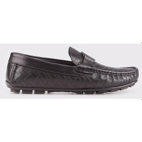 Resim Hakiki Deri Siyah Erkek Loafer - Siyah 