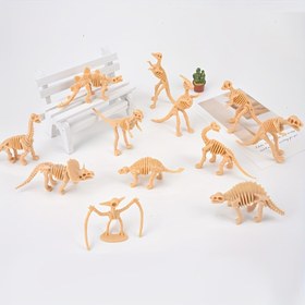 Resim 12 adet Dinozor İskeleti PVC Model Seti - Bej, Gerçekçi Dinozor Figürleri, Dinozorlar Hakkında Öğrenmek İçin Eğitici Oyuncaklar, Dinozor Oyuncakları | Canlı Tasarım | Dayanıklı Oyuncak 
