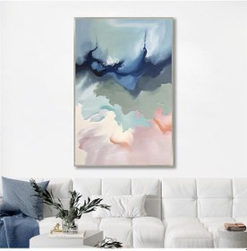 Resim Yağlı Boya Dokulu Tablo Soyut Renkli Dalgalar Gümüş Çerçeveli U08089-179091 