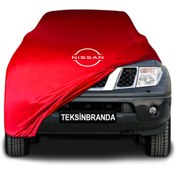 Resim ULTRASHOP Nissan Navara 3 (2005 - 2015) Kırmızı Kumaş Araba Branda Logolu Penye Oto Branda 