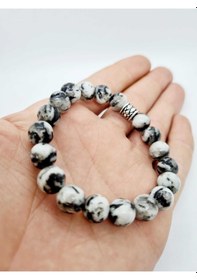 Resim Gümüştel El Sanatları Sertifikalı Jasper Doğal Taş Bileklik 10mm Çok Renkli 