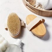 Resim Doğal Kıllı Vücut Fırçası - Islak/Kuru Hafif Bej için Nazik Peeling Spa Masaj Aleti, Yumuşak Yoğun Kıllar & Ergonomik Ahşap Sap, Pil Gerekmez - Evde Spa ve Kişisel Bakım İçin Temel Ürün, Spa Hediyeleri, Basit Tasarım, Kaliteli İşçilik 
