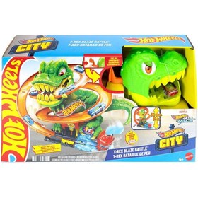 Resim HOT WHEELS JBM73 T-Rex ve İtfaiye İstasyonu Oyun Seti 