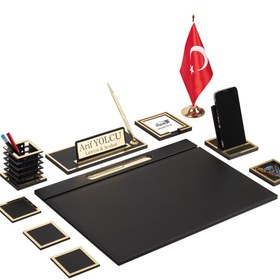 Resim Makroofis Lina Gold Sümen Takımı 10 Parça Siyah Full Set 