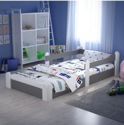 Resim Tuliplifeyapımarket Tuliplife Montessori Karyola Beyaz-Antrasit Çocuk Yatağı -315 Antrasit - Beyaz 