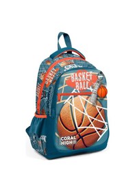 Resim Coral High Kids Nefti Turuncu Basketbol Desenli Üç Bölmeli Okul Sırt Çantası 23651 