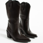 Resim nevanın pabuçları DAVA işlemeli kovboy kadın dizaltı çizme 