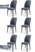 Resim Canisa Concept Canisa Etra Serisi Gürgen Ayaklı 1.sınıf Sandalye 6 Adet Füme Sandalye Ayaklar Siyah 
