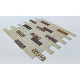 Resim MozaiKristaL Mutfak tezgah arası ve iç dekorasyon için 23x73x4 mm, 30x30 cm, Kristal Cam Mozaik. 