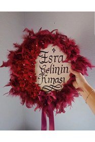 Resim Evsay Isme Özel Kına Gelin Tefi Deri Tef Vurmalı Çalgı Def Kına Defi Otrişli Deri Tef 