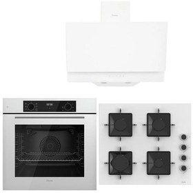 Resim Ferre White Plus Serisi QBL63CB-SS206-D017 3lü Cam Ankastre Set 