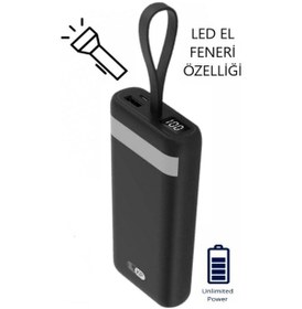 Resim Prepare 20,000 Mah Kablolu Taşınabilir Şarj Cihazı Powerbank 