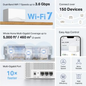 Resim Mercusys Halo H25BE(2-PACK) | Wi-Fi 7 Mesh Sistemi | BE3600 Mbps Hız | Fiber Uyumlu | Dual-Band | 3X1G Port | 460 M² Kapsama | Mlo | 320 Mhz, 4k-Qam | 8k Yayın | Kolay Kurulum ve Kullanım 