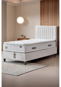 Resim Zambak Tek Kişilik Sandıklı Baza Antibakteriyel Ortopedik Paket Yaylı Pedli Yatak 3 Lü Set 120 x 200 