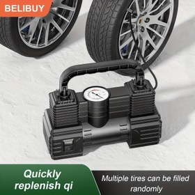 Resim Taşınabilir Hava Kompresörü Basınç Göstergeli - Araba, Motosiklet ve Bisiklet Lastikleri İçin İdeal! - BELIBUY 
