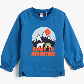 Resim Erkek Bebek Doğa Temalı Baskılı Sweatshirt Bisiklet Yaka Manşetleri Lastikli 