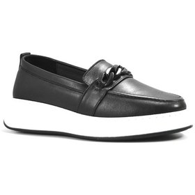 Resim Onlo Ayakkabı Frx.1076 Deri Siyah Anatomik Loafer Kadın Ayakkabı Siyah 