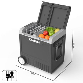 Resim Coolist CLK65W 12/24Volt 220Volt 65 Litre Çift Bölmeli Tekerlekli Outdoor Kompresörlü Oto Buzdolabı/Dondurucu 