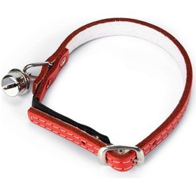 Resim Beeztees Kedi Boyun Tasması, Deri, Zilli, Kırmızı, 24-29cm 